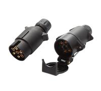 Feuunly Prise Remorque 7 Broches Male Femelle, 12V Prise Remorque Connecteur Standard Européenne - ISO 1724, Prise Femelle Remorque avec Crochet, pour Caravane RV Remorque Connecteur(Extrémité à Vis)