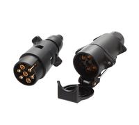 Feuunly Prise Remorque 7 Broches Male Femelle, 12V Prise Remorque Connecteur Standard Européenne - ISO 1724, Prise Femelle de Remorque avec Crochet, pour Caravane Camions RV Remorque Connecteur