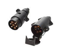 Feuunly Prise Remorque 7 Broches Male Femelle, 12V Prise Remorque Connecteur Standard Européenne - ISO 1724, Prise Femelle de Remorque avec Crochet, pour Caravane RV Remorque Connecteur (Caoutchouc)