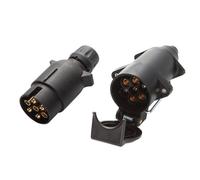 Feuunly Prise Remorque 7 Broches Male Femelle, 12V Prise Remorque Connecteur Standard Européenne - ISO 1724, Prise Femelle de Remorque avec Crochet, pour Caravane RV Remorque Connecteur