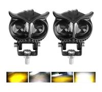 Feux Additionnels Moto Phare De Moto Universel 32 W Projecteurs 3000 LM Jaune Et Blanc Hibou Quatre Modes Stroboscopiques Lampe Frontale 9-85 V(2Pcs Yellow White)