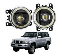 Feux Antibrouillard 12V 40W LED Antibrouillard Assemblée Angel Eye DRL Brouillard Diurne Lampe Pour Nissan Pour Safari Pour Patrouille Y61 Pour Lifting 2005-2009 Phare Antibrouillard(B Only Fog Light)