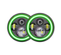 Feux Antibrouillard pour Jeep pour Wrangler Phare À LED avec DRL/Feux De Route Yeux d'angle Rouges 7'' Remplacement De Phare Rond 2 Pièces 7 Pouces Voiture Phare Avant(Vert)