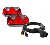 ASPÖCK Kit déclairage Multipoint II LED avec faisceau Mantes 7m prise 13 broches 12V connecteurs rapides feux arrière gauche et droit set complet robuste pour remorque plateau