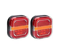 Feux Arrière Feu arrière remorque à LED carré, éclairage plaque d'immatriculation, feu arrière camion, feu arrière et feu stop tricolore 3 en 1 Tail Rear Light Assembly(B 2 pieces)