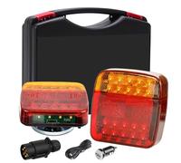 Feux arrière LED sans fil - 12/24 V - Kit de feux arrière magnétiques sans fil - Avec clignotant, feu stop, feu de position et feu de plaque d'immatriculation - Étanche IP65 - Pour camion, tracteur