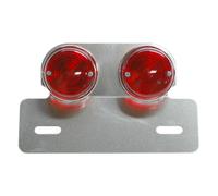 Feux arrière Replay SUPPORT PLAQUE IMMATRICULATION FEU 50 A BOITE - MOTO ALU ROND ROUGE 1 FAISCEAU ARGENT L 171mm - H 30mm 105mm