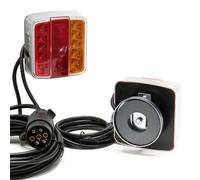 WilTec Feux arrière LED - avec Aimant et Fiche à 7 Broches - 12 V, E11 - Éclairage Remorque Camion Plaque d’immatriculation - Sécurité routière