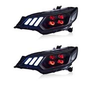 Feux Avant Assemblage Compatible Avec Fit Pour Jazz 2014 2015 2016 2017 2018 2019 2020 Phare DRL Clignotant Projecteur Phare Accessoires De Voiture(Red)