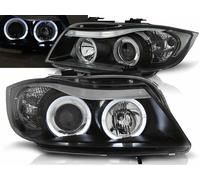 FEUX AVANT LED ANGEL EYES NOIR POUR BMW E90 E91 05-08 FEUX