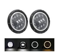 Feux Avant Phare LED DRL Moteur Automobile pour Benz-G G55 2xLada, Lumière Haute/Basse H4, Yeux À Angle Halo, 7 Pouces Phares(90w Halo Light Black)