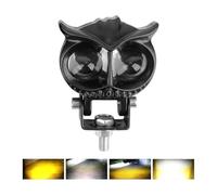 Feux Avant Projecteurs Universels Phares Moto 32W, LED 3000lm Hibou Jaune Blanc, Stroboscope Quatre Modes, Lampe Stroboscopique 9-85V Moto Phares(1Pc Yellow White)