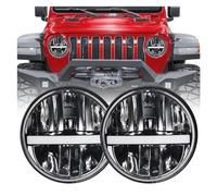 Feux Avants Auto 7 Pouces Phare LED DRL Angel Eyes Feux Circulation pour Voitures 12v pour Lada pour Niva 4X4 Voiture Tout-Terrain pour Jeep pour Wrangler JK TJ Phare Phare Avant(002 2PCS)