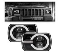Feux Avants Auto Phare LED Rectangulaire 5x7 7x6 Pouces pour Jeep pour Wrangler YJ pour Cherokee XJ avec Éclairage DRL Haut/Bas Phare Avant