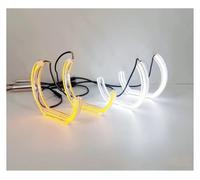 Feux Avants Auto pour Toyota pour Chaser JZX100 1996 1997 1998 1999 2000 2001 Clignotant Jour Ultra Lumineux A/W pour Kit D'anneaux Halo Angel Eyes LED Style DTM Phare Avant(White Amber)
