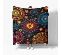 Feux d'artifice d'art AborigèNe Plaid Couverture Polaire Flanelle Jeté de Canapé 180x200 cm, Coloré Couverture Plaid Doux en Peluche pour 2 Personnes Lit, Canapé, Camping