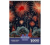 Feux d'artifice du Nouvel an Rouge Festif 1000 Pieces Animation Puzzle pour Adulte Qualité Supérieure De l'art De La Décoration Moderne Adultes Enfants 70x50cm/1000pcs