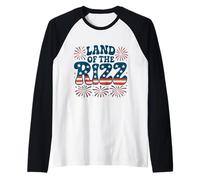 Feux d'artifice « Land of the Rizz Vintage USA Groovy » du 4 juillet Manche Raglan