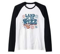 Feux d'artifice « Land of the Rizz Vintage USA Groovy » du 4 juillet Manche Raglan