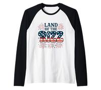 Feux d'artifice « Land of the Rizz Vintage USA Groovy » du 4 juillet Manche Raglan