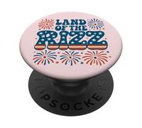 Feux d'artifice « Land of the Rizz Vintage USA Groovy » du 4 juillet PopSockets PopGrip Adhésif