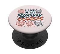 Feux d'artifice « Land of the Rizz Vintage USA Groovy » du 4 juillet PopSockets PopGrip Adhésif