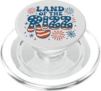 Feux d'artifice « Land of the Rizz Vintage USA Groovy » du 4 juillet PopSockets PopGrip pour MagSafe