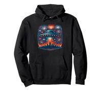 Feux d'artifice patriotiques Alien UFO Space Ship Holiday America Sweat à Capuche