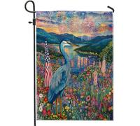 Feux D'Artifice Patriotiques D'Été Au Lac Blue Heron Drapeau De Jardin Couleurs Vives Drapeau Résistant Aux Intempéries Bannière Pour Cour Célébrations Porche 30X45Cm