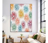 Feux D'Artifice Peints À La Main Impressions D'Art (Sans Cadre) - Décoration Murale Sur Toile Rayures Graffiti | Plusieurs Tailles | Peintures Murale Coloré Pour Salon Chambre 80X120Cm
