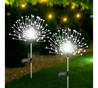 Feux d'artifice solaires de jardin, 120 LED, décoration extérieure colorée pour Noël, patio, allée et fêtes dans le jardin
