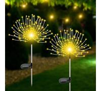 Feux d'artifice solaires de jardin, 120 LED, décoration extérieure colorée pour Noël, patio, allée et fêtes dans le jardin