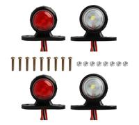Feux de gabarit latéral LED, Ensemble de 4 Feux de Gabarit Latéraux Rouge Blanc 12v 24v, Lampe large à affichage circulaire double face, pour Remorque Camion Camionnette Fourgon Châssis Caravane