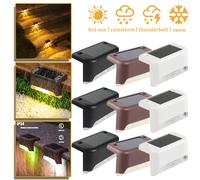 Feux de marche solaires extérieurs LED blanc chaud étanche éclairage de chemin d'escalier pour jardin Patio clôture balcon décoration énergie solaire Whtie-Warm 4 Pcs