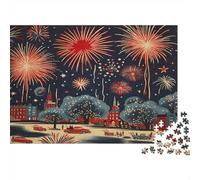 Feux de Nouvel an Puzzle 1000 Pièces Adulte en Carton Recyclé, Jeu De Puzzle À Assembler Soi-même défi Entre Amis pour Un Moment De Complicité, Étoile du Cadeau De Noël 52x38cm/1000pcs