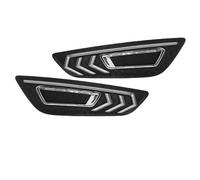 Feux Phares Feux De Jour À DEL Avec Enjoliveur Chromé Clignotants Dynamiques Blancs Jaunes Et Bleus Pour Ford Pour Focus 2015 2016 2017 2018 Phare Voiture(DRL Only)