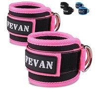 FEVAN 2Pcs Sangle Cheville Musculation Poulie Rembourrage Réglable - Sangle Musculation pour Hommes et Femmes - Accessoire Musculation - Ankle Straps (Rose).