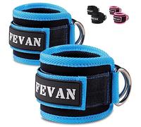FEVAN 2Pcs Sangle Cheville Musculation Poulie Rembourrage Réglable - Sangle Musculation pour Hommes et Femmes - Accessoire Musculation - Ankle Straps (Bleu).