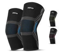 FEVAN Lot de 2 genouillères de compression pour ménisque et ligament | Genouillère stabilisatrice antidérapante pour homme et femme pour tous types de sports | Volley-ball, Crossfit, Gym, Course (BLEU