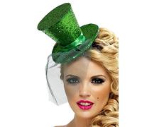 Fever Mini Top Hat on Headband, Green, with Detachable Netting