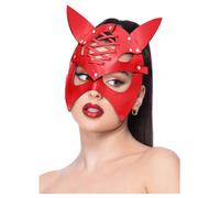 Fever Rouge Faux Cuir Masque Diable Femme Sexy Déguisement Halloween Masque