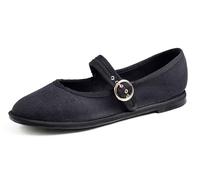 Feversole Women's Canvas Mary Jane Fashion，Femmes élégantes Chaussures décontractées Ballerines Fond Mou Confortable Marche Quotidienne Mary Jane Chaussures de Mode Tout en Toile Noire 37
