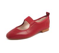 Feversole Women's Square Fashion Flat,Dames élégantes Chaussures décontractées Ballet Plat Bout carré Confortable Marche Quotidienne Chapeau Rouge rétro 41 EU