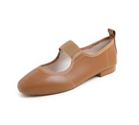 Feversole Women's Square Fashion Flat,Dames élégantes Chaussures décontractées Ballet Plat Bout carré Confortable Marche Quotidienne Chapeau Camel 38.5 EU
