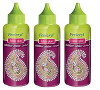 Fevicryl Lot de 3 tubes de colle pour tissu 80 ml pour coller des perles, des rubans, des vêtements, des ornements, des miroirs, des patchwork, des pierres, des dentelles, des paillettes, etc
