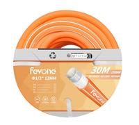 Fevone Tuyau arrosage 30m Tuyaux d'arrosage 13mm(1/2 Zoll) 4 couches 25 Bar Robuste et durable Portable Outdoor Compressor Tuyau d'arrosage Flexible Robuste Gurable Anti-courbure Orange
