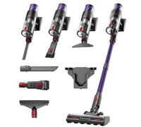 FEVORCS Aspirateur sans fil 550 W sans sac, autonomie de 45 minutes avec écran LED pour tapis et sols durs, dépoussiérage par simple pression d'un bouton