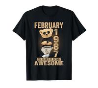 Février 1987 39e Anniversaire 2026 Femmes 39 Ans Ours en Peluche T-Shirt