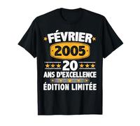 Février 2005 20 ans Homme Cadeau Anniversaire Février 2005 T-Shirt