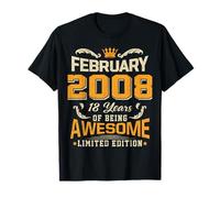 Février 2008 Vintage 18 Years Awesome 18th Birthday Feb T-Shirt